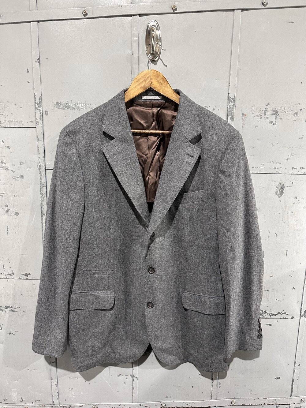 Brunello Cucinelli Wool Silk Cashmere Blend Heather Gray Blazer Jacket Mens 52